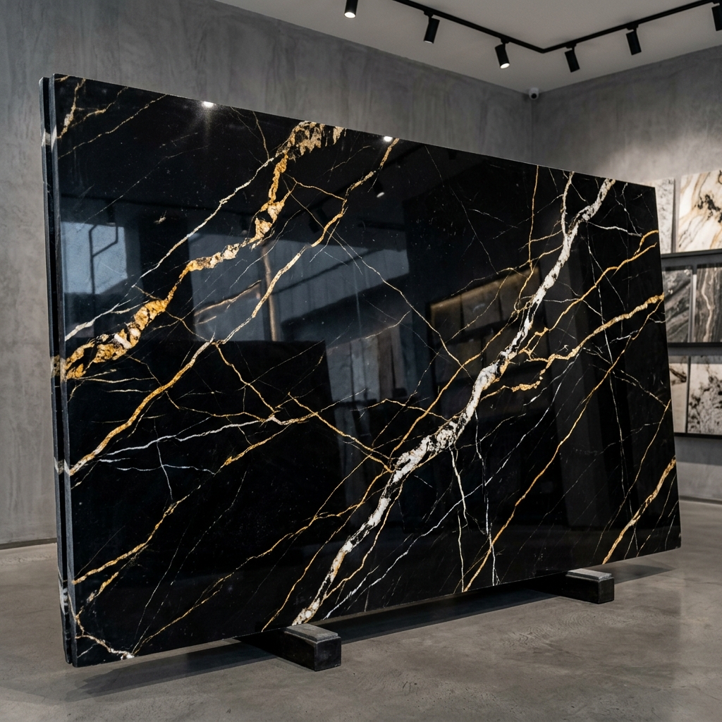 Afghan Black Gold Marble